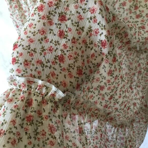 Trixxi Tan Floral-Print Chiffon Tiered Fit & Flare Dress - Picture 5 of 12